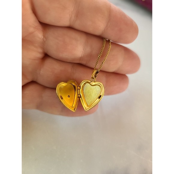 Vintage 12K GF MOP Heart Locket Pendant Necklace, Religio, Scientia, Cultus - Picture 6 of 10